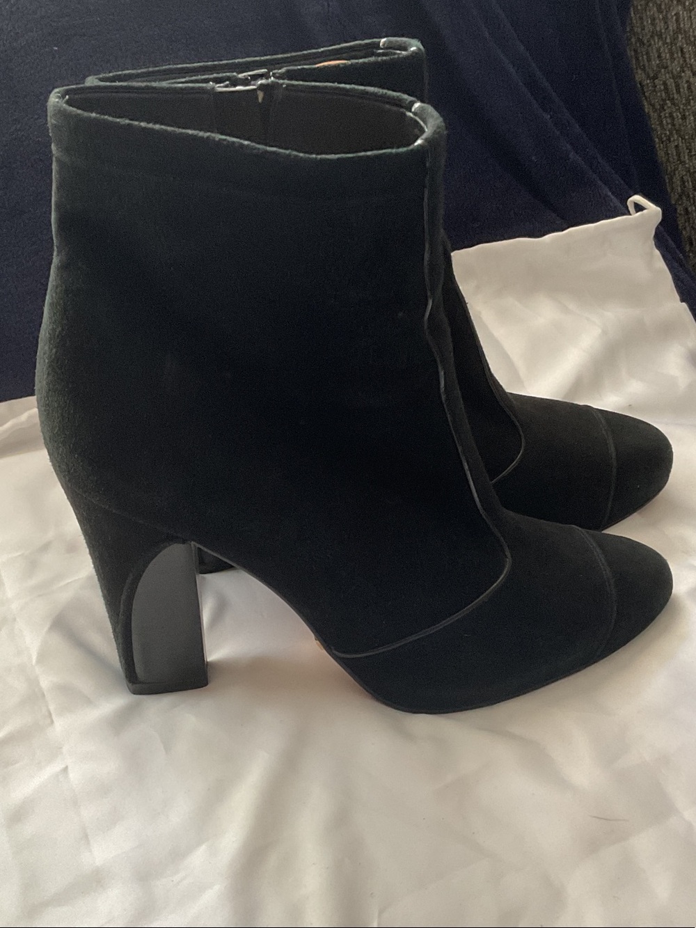 Cole Haan Black Suede Ankle Booties with Block Heel